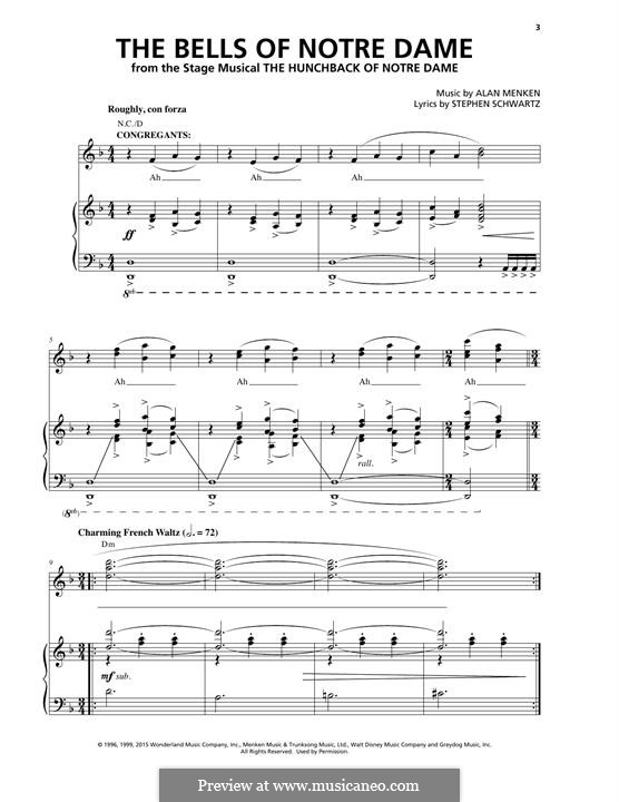 The Bells of Notre Dame: Para vocais e piano by Alan Menken