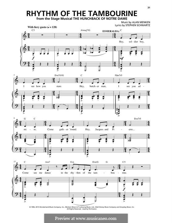 Rhythm of the Tambourine: Para vocais e piano by Alan Menken