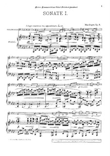 Sonata for Cello and Piano No.1 in F Minor, Op.5: Sonata for Cello and Piano No.1 in F Minor by Max Reger