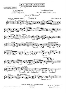 Meditation on the Old Czech Chorale 'St. Wenceslas', Op.35: violino parte I by Josef Suk