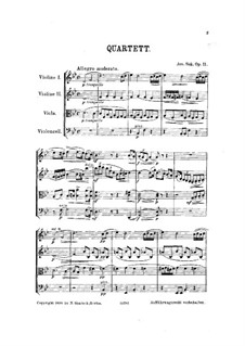 String Quartet No.1 in B Flat Major, Op.11: Partitura completa by Josef Suk