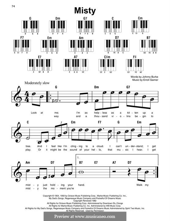Misty (Johnny Mathis): Para Piano by Erroll Garner