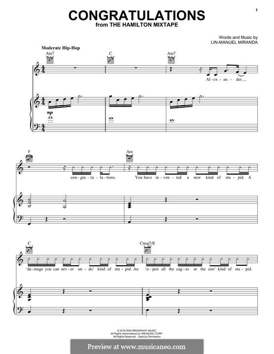 Congratulations (Dessa): Para vocais e piano (ou Guitarra) by Lin-Manuel Miranda