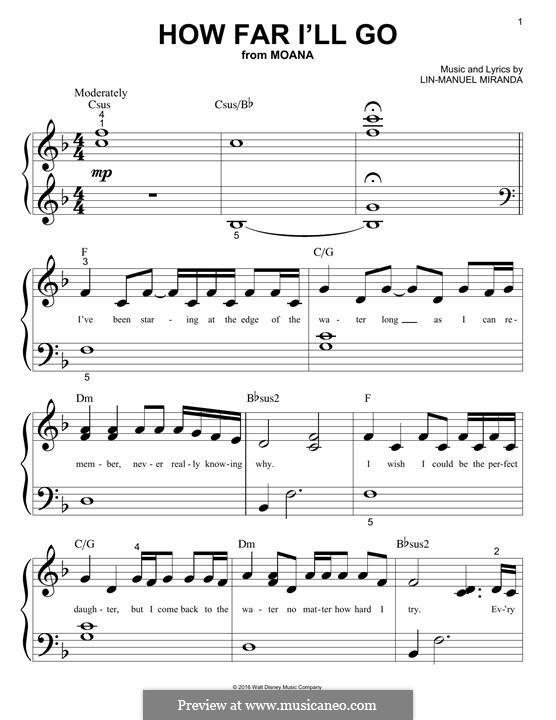 Piano version: Easy notes by Lin-Manuel Miranda