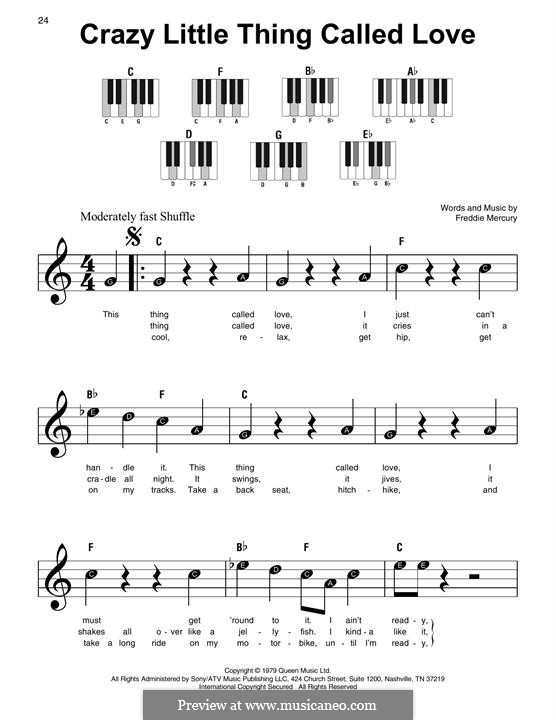 Piano version: Easy notes by Freddie Mercury