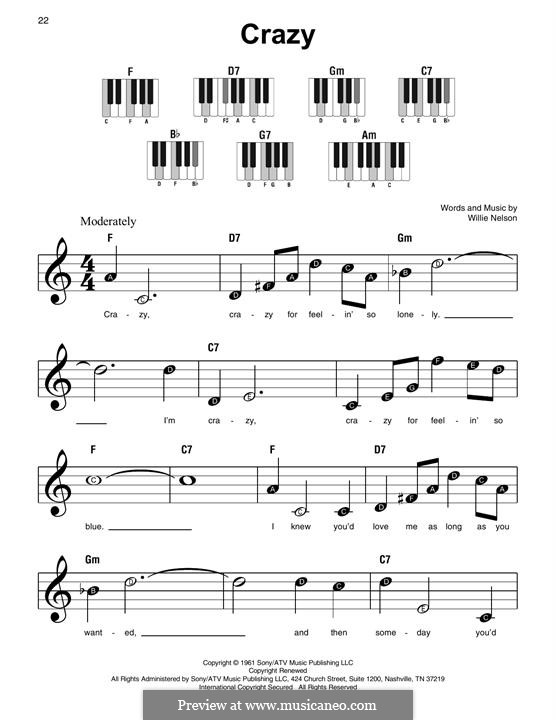 Crazy (Patsy Cline): Facil para o piano by Willie Nelson