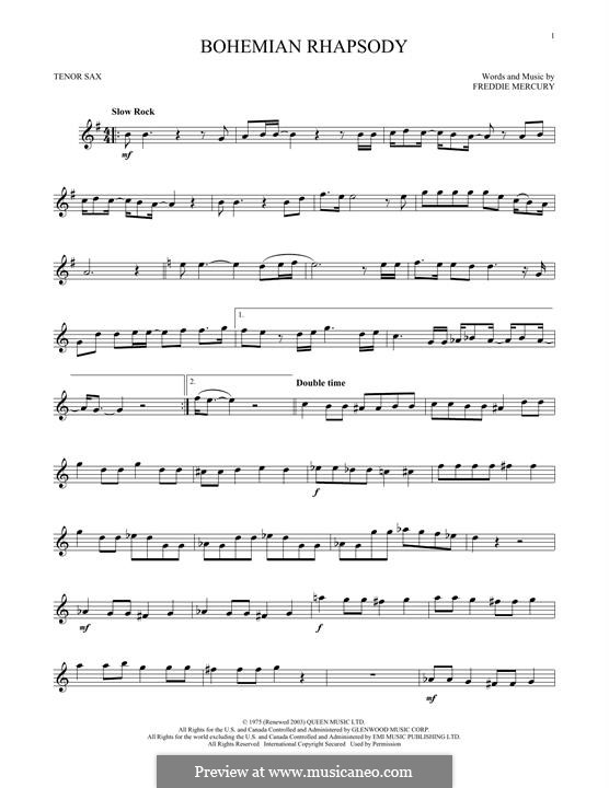 Instrumental version: para saxofone tenor by Freddie Mercury