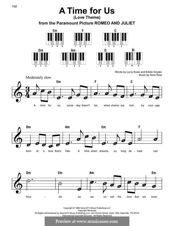 A Time for Us (Love Theme from Romeo and Juliet): Facil para o piano by Nino Rota