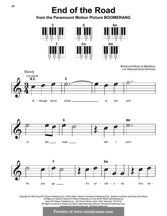 End of the Roads (Boyz II Men): Facil para o piano by L.A. Reid, Daryl Simmons, Kenneth 'Babyface' Edmonds
