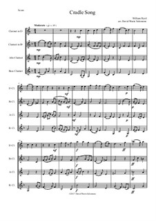 Cradle Song: For clarinet quartet (E flat, B flat, Alto and Bass) by William Byrd