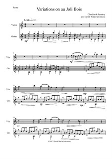 Variations on au Joli Bois: For violin and guitar by Claudin de Sermisy