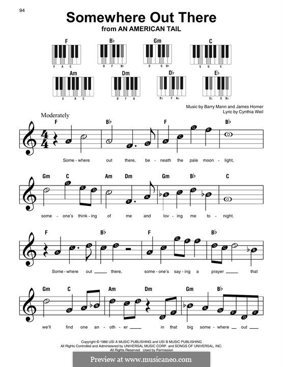 Somewhere Out There (from An American Tail): Facil para o piano by Barry Mann, Cynthia Weil, James Horner