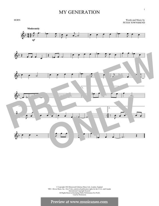 My Generation (The Who): For horn by Peter Townshend