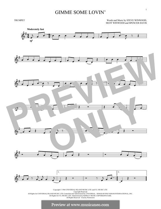 Gimme Some Lovin' (The Spencer Davis Group): para trompeta by Muff Winwood, Spencer Davis, Steve Winwood