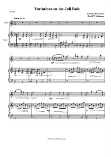 Variations on au Joli Bois: For flute and harp (version 2) by Claudin de Sermisy