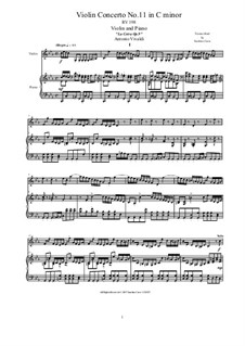 La Cetra (The Lyre). Twelve Violin Concertos, Op.9: No.11 Concerto in C Minor, for violin and piano, RV 198 by Antonio Vivaldi