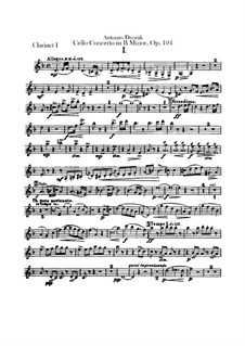 Concerto for Cello and Orchestra in B Minor, B.191 Op.104: parte clarinetas by Antonín Dvořák