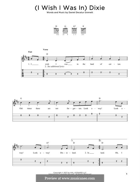 Dixie: Para Guitarra by Daniel Decatur Emmett