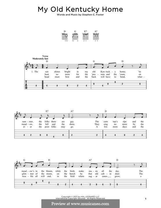 My Old Kentucky Home Good-Night: Para Guitarra by Stephen Collins Foster