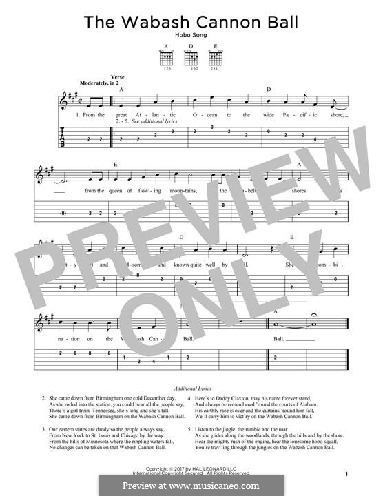 The Wabash Cannon Ball: Para Guitarra by folklore