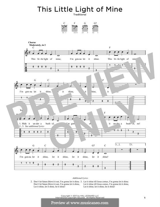 This Little Light of Mine (Printable scores): Para Guitarra by folklore
