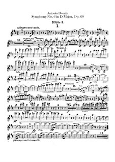 Symphony No.6 in D Major, B.112 Op.60: parte de flautas by Antonín Dvořák