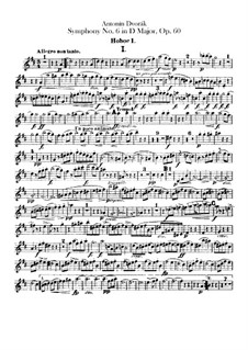 Symphony No.6 in D Major, B.112 Op.60: parte de oboes by Antonín Dvořák