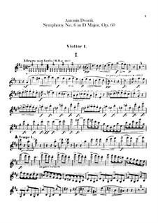 Symphony No.6 in D Major, B.112 Op.60: violino parte I by Antonín Dvořák