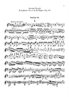 Symphony No.6 in D Major, B.112 Op.60: violino parte II by Antonín Dvořák