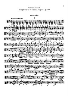 Symphony No.6 in D Major, B.112 Op.60: parte viola by Antonín Dvořák