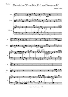 Vorspiel zu 'Freu dich, Erd und Sternenzelt': Für Flöte, Violine und Klavier by Joachim Roller