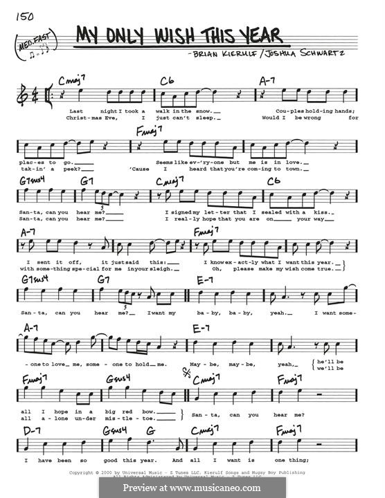 My Only Wish This Year (Britney Spears): Para Guitarra by Brian Kierulf, Joshua Schwartz