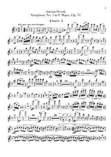Symphony No.5 in F Major, B.54 Op.76: parte de flautas by Antonín Dvořák