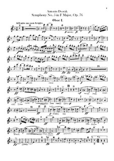 Symphony No.5 in F Major, B.54 Op.76: parte de oboes by Antonín Dvořák
