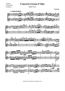 Concerto Grosso No.2 in F Major, HWV 320: partes by Georg Friedrich Händel