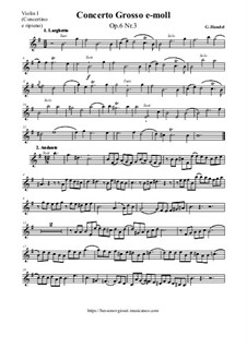 Concerto Grosso No.3 in E Minor, HWV 321: partes by Georg Friedrich Händel