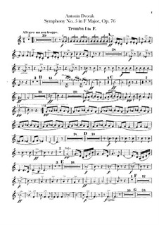 Symphony No.5 in F Major, B.54 Op.76: parte trompetas by Antonín Dvořák