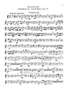 Symphony No.5 in F Major, B.54 Op.76: parte trompa by Antonín Dvořák