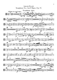 Symphony No.5 in F Major, B.54 Op.76: parte trombones by Antonín Dvořák