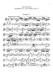 Symphony No.5 in F Major, B.54 Op.76: violino parte I by Antonín Dvořák