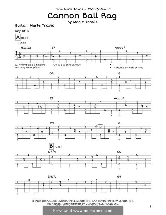 Cannon Ball Rag: Para Guitarra by Merle Travis