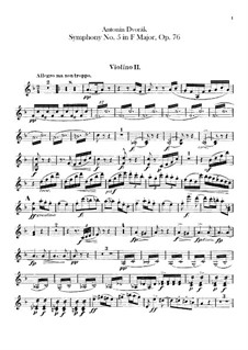 Symphony No.5 in F Major, B.54 Op.76: violino parte II by Antonín Dvořák