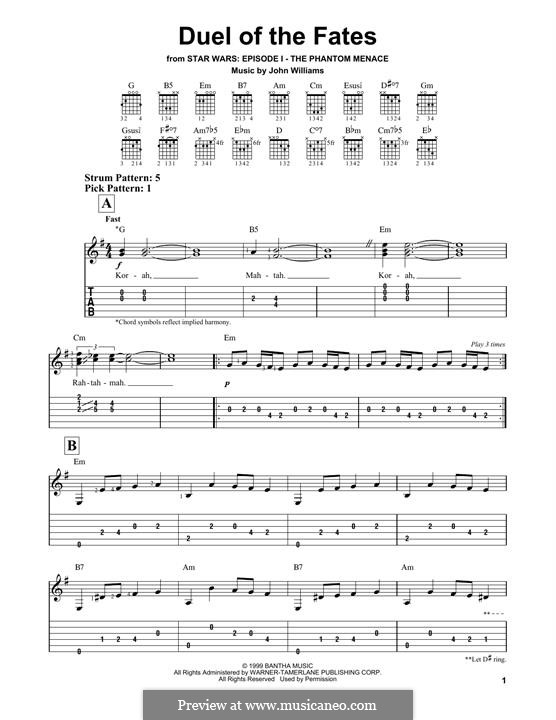 Duel of the Fates (from Star Wars: The Phantom Menace): Para Guitarra by John Williams