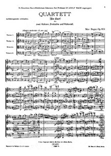 String Quartet No.4 in E Flat Major, Op.109: Partitura completa by Max Reger