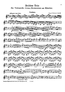 Trio No.3 for Cello (or Violin), Harmonium and Piano, Op.46: parte do violino by August Reinhard
