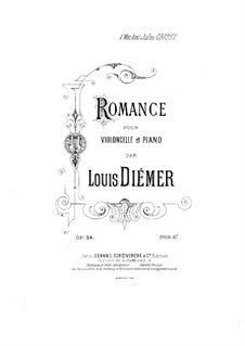 Romance for Cello and Piano, Op.34: partitura by Louis Diémer