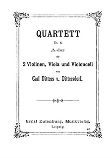 String Quartet No.6 in A Major: partitura completa by Carl Ditters von Dittersdorf