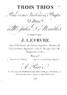 Three Trios for Two Violins and Cello: violino parte II by Joseph Lefèbvre