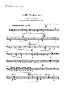 Cigánské melodie (Gypsy Songs), B.104 Op.55: No.4 Songs My Mother, for violin and orchestra (score and parts) by Antonín Dvořák