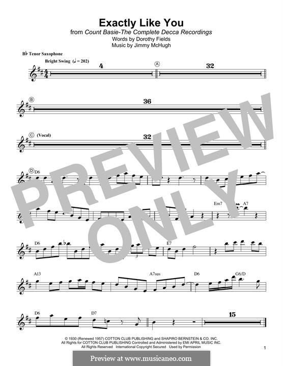 Exactly Like You: para saxofone tenor by Jimmy McHugh